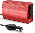 BESTEK Power Inverter DC 12V to AC 110V - 300W Car Plug Adapter Outlet with 4.8A Dual USB Fast Charging Port - Car Charger Cigarette Lighter Adapter for Phone, Laptop on Road Trip - Aluminum Housing