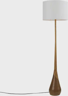 Globe Electric Novogratz x Globe Harrington 65" Floor Lamp, 2-Tone Faux Wood Base, White Fabric Shade, Socket Rotary Switch
