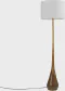 Globe Electric Novogratz x Globe Harrington 65" Floor Lamp, 2-Tone Faux Wood Base, White Fabric Shade, Socket Rotary Switch