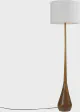 Globe Electric Novogratz x Globe Harrington 65" Floor Lamp, 2-Tone Faux Wood Base, White Fabric Shade, Socket Rotary Switch