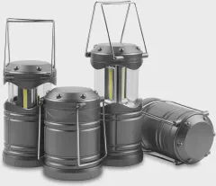 Lichamp LED Camping Lantern, 4 Pack Battery Powered Flashlight for Power Outages, Portable Collapsible Hanging Light Essential for Home, Outdoor, Emergency Lamp Survival Kit Gear for Hurricane, Gray