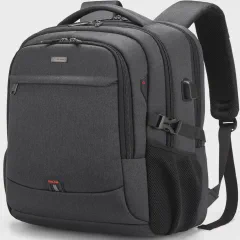DUSLANG 17 Inch Laptop Backpack for Travel Water Resistant College Backpack for Men/Women Laptop Bag with USB Charging Port, Black