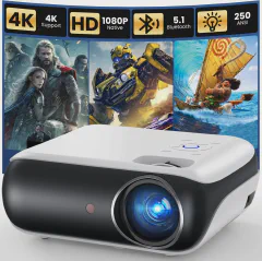 HAPPRUN Native 1080P Projector Bluetooth Home Theater with Built-in Speaker, Compatible with Smartphone HDMI Fire Stick PS5, Indoor Outdoor Use