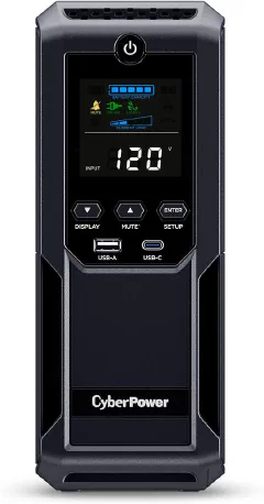CyberPower CP1500AVRLCD3 Intelligent LCD UPS Battery Backup and Surge Protector, 1500VA/900W, 12 Outlets, 2 USB Ports, AVR, Mini Tower, UL Certified