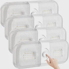 LILTSDRAE RV Lights Interior 1700LM 3 Color 12V Volt Led Light Super Bright 120 LEDs Dome Light Fixture for RV Accessories Camper Car Trailer Boat (Crystal Finish Cold Warm Natural Light) 4PCS