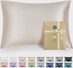Bedsure Satin Pillowcase with Zipper, Similar to Silk Pillow Cases 2 Pack, Beige Standard Size Satin Pillow Case, Silky & Soft Pillow Covers, 20x26 Inches