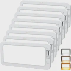 NAOEVO RV Lights Interior 2070LX, 1500LM RV LED Light Interior 12V, Camper Lights with 3 Color and Stepless Dimming, Energy-efficient Ceiling Light for Trailer Boat Car (8Pack, 2900-6500K)