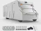 FRUNO Oxford Fabric Class C RV Cover Fits 23'-26' Waterproof Rip-Resistant Anti-UV Motorhome Camper Cover for Winter Snow with 4 Tire Covers and Gutter Covers