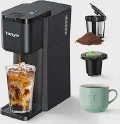 Tastyle Mini Hot and Iced Coffee Maker Single Serve, for K Cup and Ground, 6 to 14 Oz Brew Sizes, with Recipe Book, for Home, Travel, RV, Office and Dorm,Classic Black (2.0 Version)