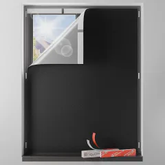 Sumobaby Blackout Curtains for Bedroom Portable 42"x60",No Drill Black Out Shades with Upgraded Hook&Loop Tapes,100% Blackout Window Cover,Thermal Insulated Blinds for Bedroom,Nursery(1 Panel,Black)