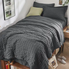 HYMOKEGE Twin XL Comforter Set Seersucker 5 Pieces, All Season Luxury Bed in a Bag
