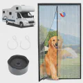 Rv Screen Door Mesh w/ Hooks, Magnetic RV Door Mosquito Net Screen w/ Magnet Compatible w/ Forest River, Grand Design, Keystone, Jayco, Coachmen - Black Bug Screen for Camper Doorway