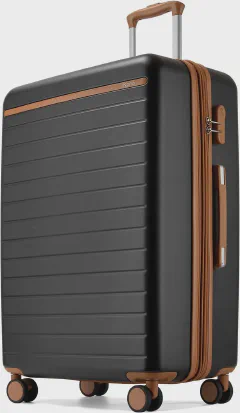 Kono 28 Inch Large Suitcase, Expandable for Long Trips, Impact-Resistant ABS+PC & Silent Wheels, Black
