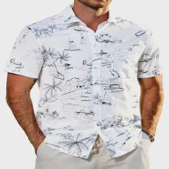 JEMLDL Men's Hawaiian Short Sleeve Button Down Shirt Tropical Floral Aloha Beach Vacation Cruise Summer Outfits