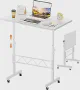 COMHOMA Standing Desk Adjustable Height & Tiltable Tabletop, Portable Stand Up Desk for Laptop, Mobile Folding Desk for Home Office Work and Walking Pad Treadmill, Height 30.7"-46.4", White