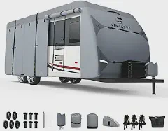 VINPATIO RV Cover 20-22ft: 7 Layers Heavy Duty RV & Trailer Cover, Travel Trailer Cover, Camper Cover, Toy Hauler Cover with Extra Windproof Straps, Tongue Jack Cover, Gutter Covers